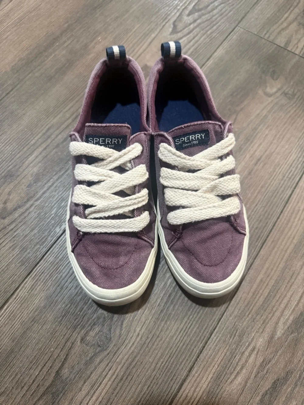 Sperry Crest Vibe Chunky Lace Sneakers Womens 7.5 Purple Plum Canvas Casual